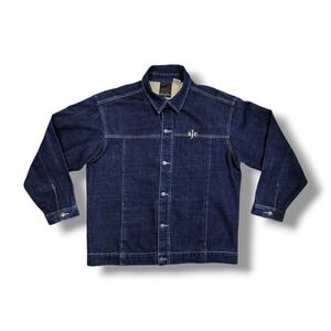 Vintage Sean John Collection Button Up Blue‎ Cotton Denim Y2K Jacket Men's XL